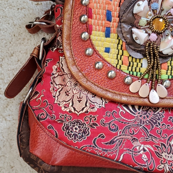 NWOT Mixed Media Boho Purse - Picture 3 of 6